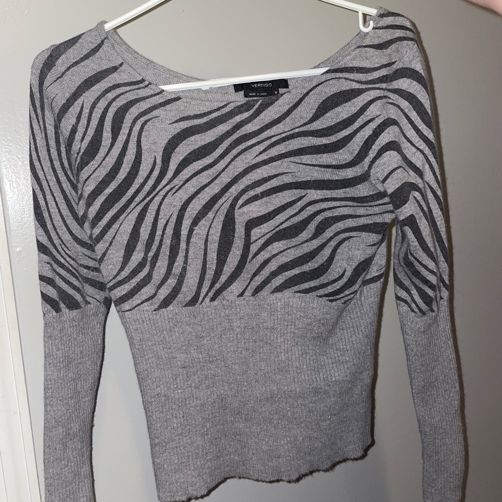 Vertigo Paris zebra print grey y2k top